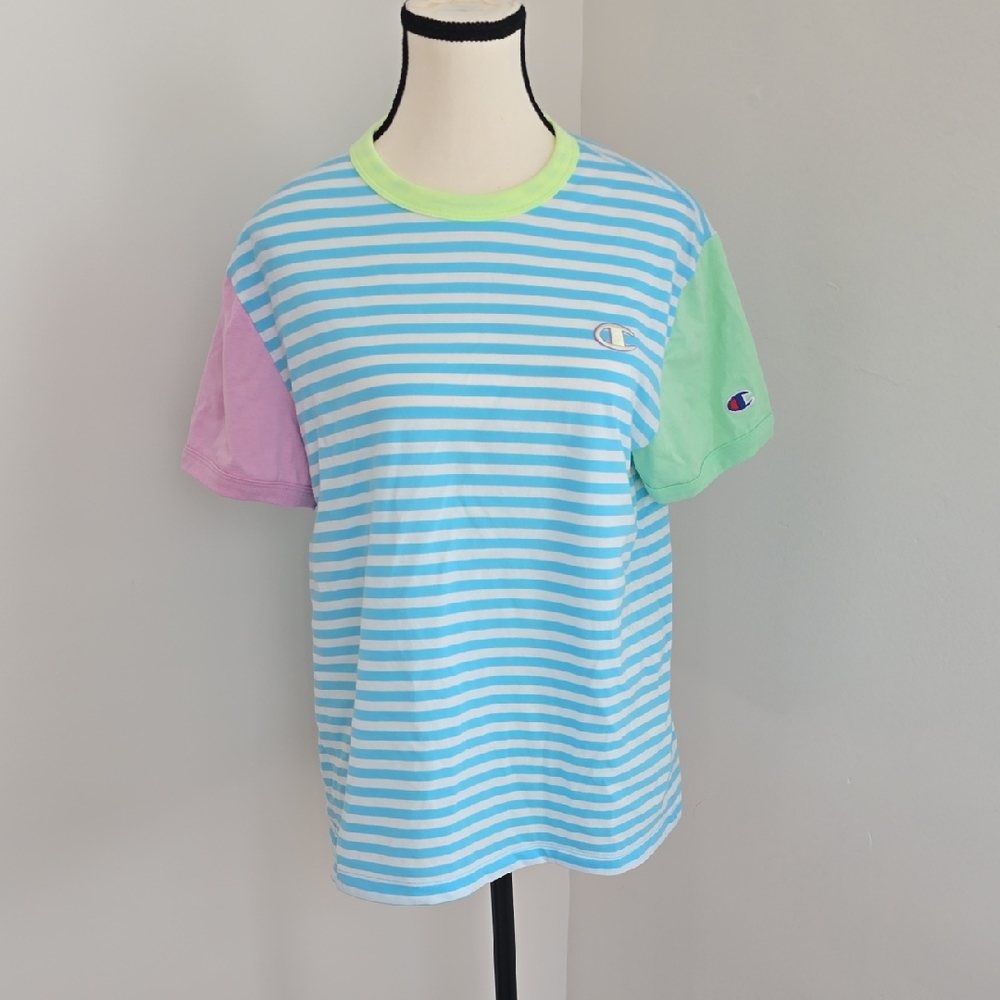 Champion Women's Multi Color Campus Ringer T Shirt Size Large